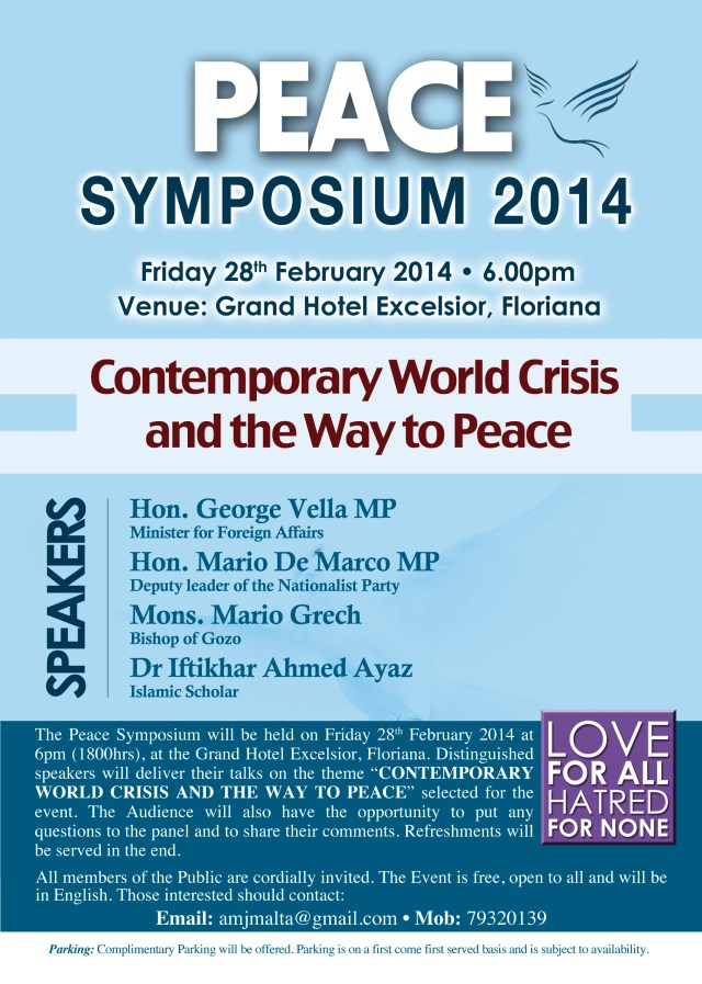 Invitation Peace Symposium 2014