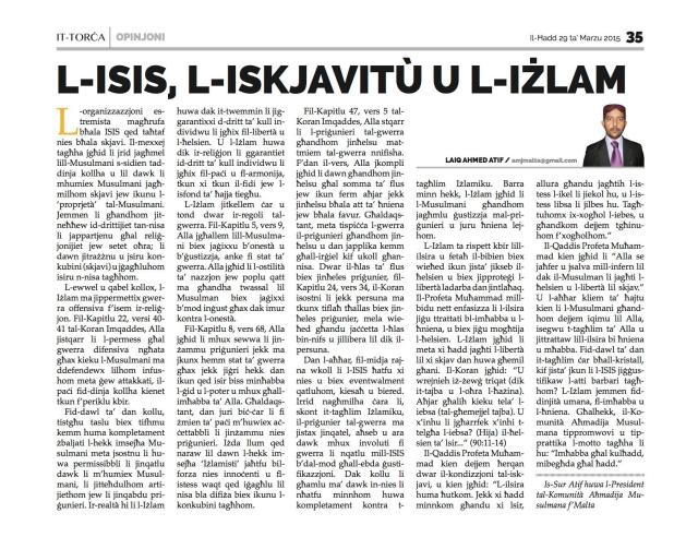 L-Isis, l-iskjavitù u l-Iżlam! Torċa